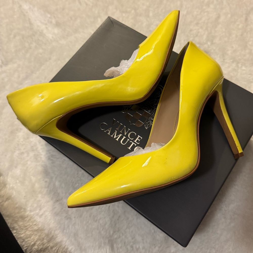 Vince Camuto Satin Yellow Heels
